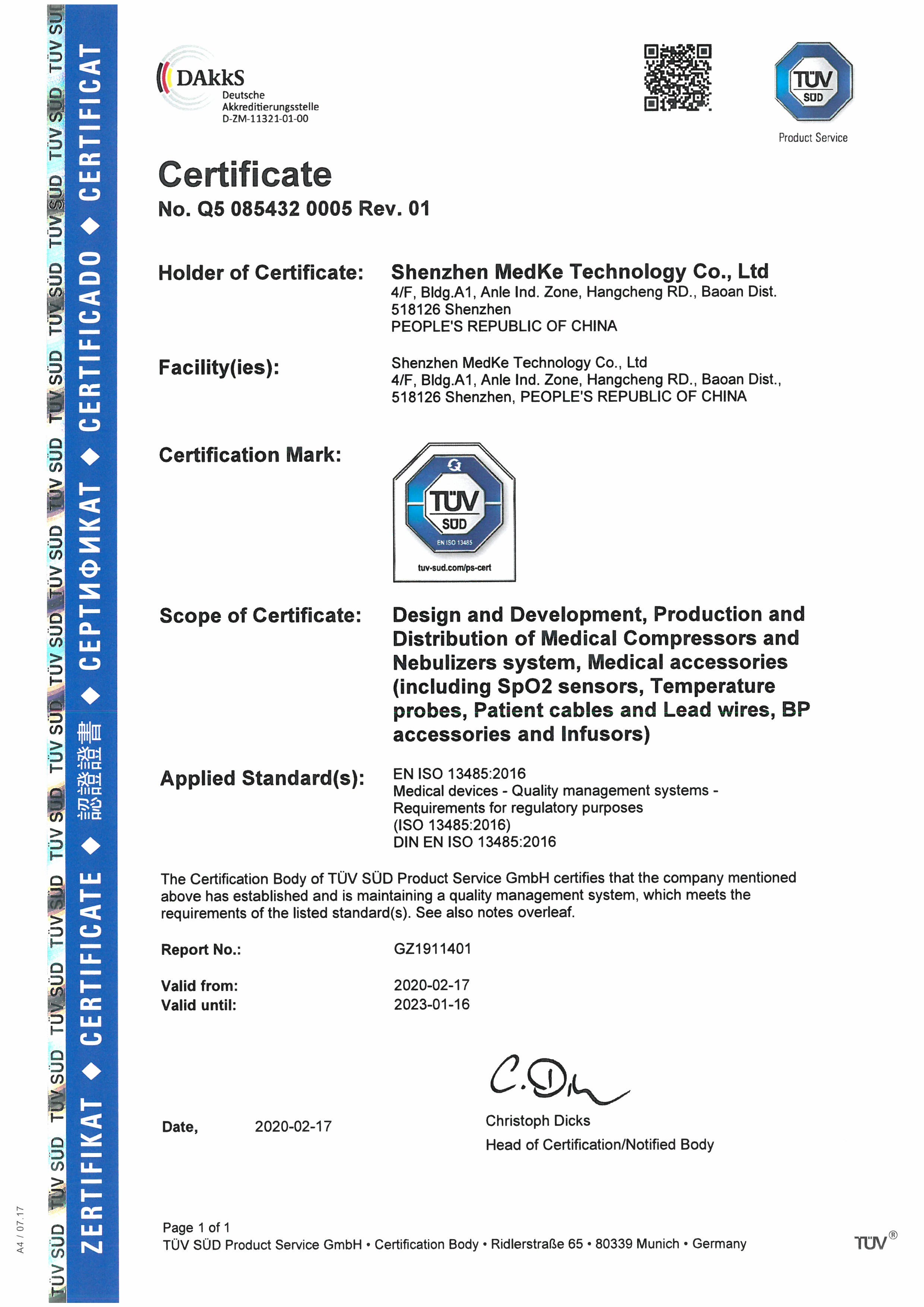 China Shenzhen Medke Technology Co., Ltd. Certificações